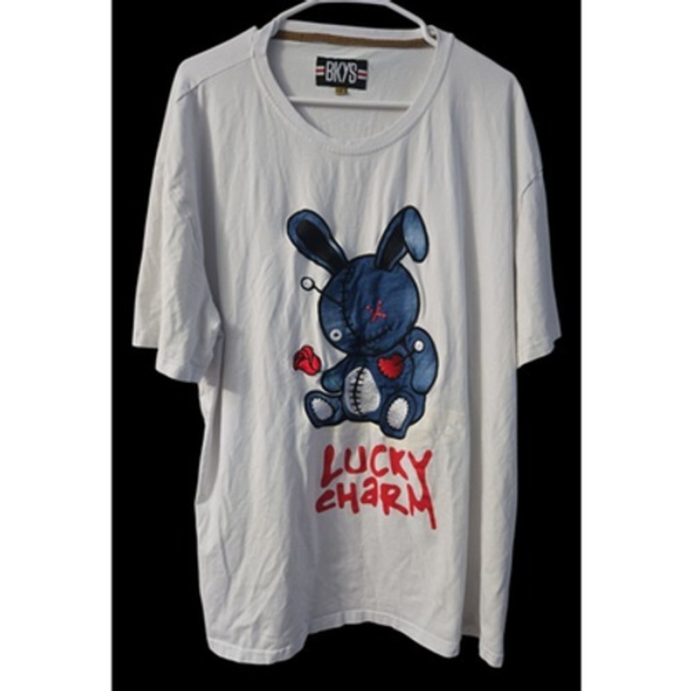 BKYS Shirt White Lucky Charm Bunny Patched Streetware‎ Size 4XL